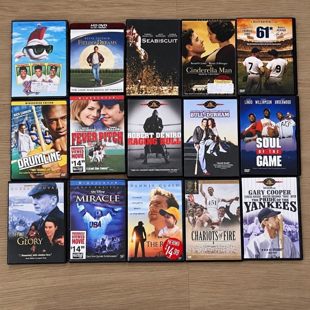15 DVD Movie Lot Sports Baseball Football Classics Miracle Seabiscuit